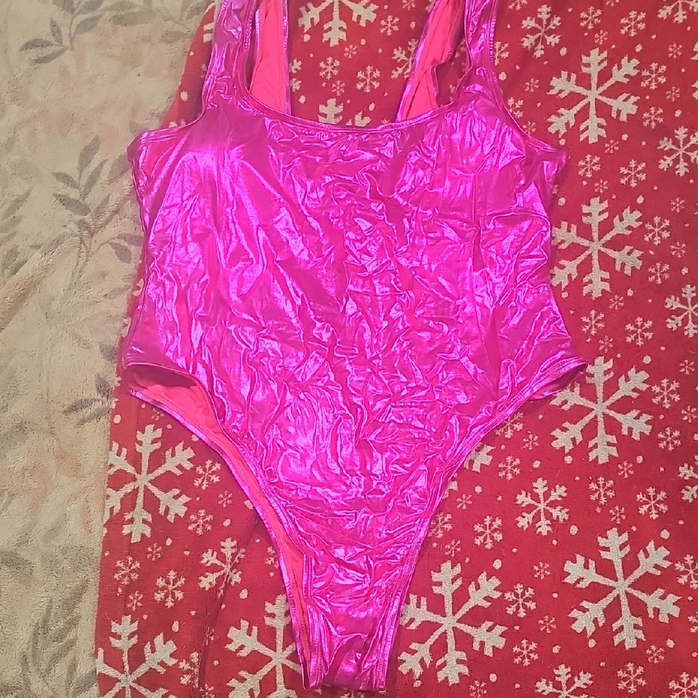 Shiny Pink One-Piece Swimsuit